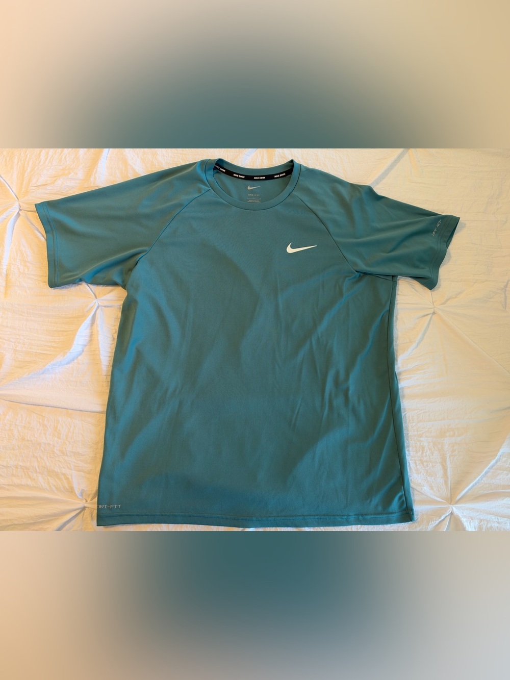 Nike Swim Dri-FIT Men's Rash Guard Solid Blue Regular Size L